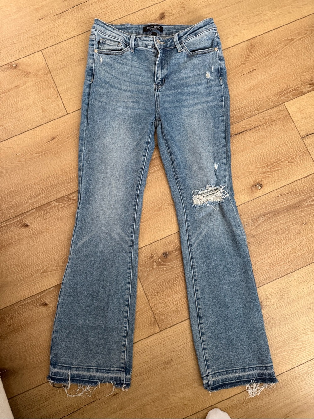 Judy Blue Light Blue Distressed Wide Leg Jeans